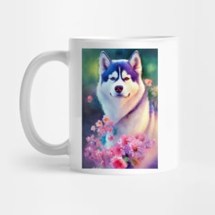 Watercolor husky Mug